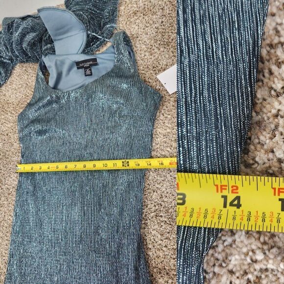 R&M Richards 2 Piece Set Jacket and Dress Metallic Blue Size 4P NWT - Picture 15 of 16